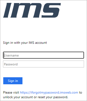 IMS Employee Login Screen