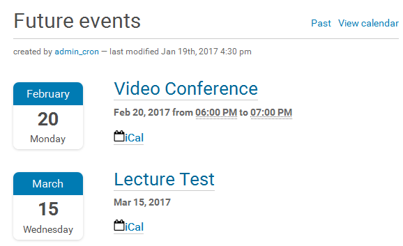 Events Listing
