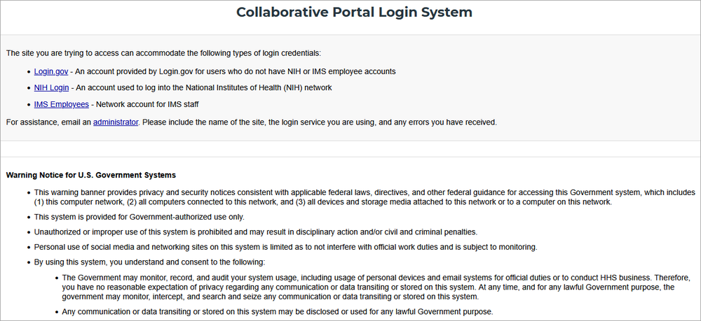 Logging into the Portals WAYF Page