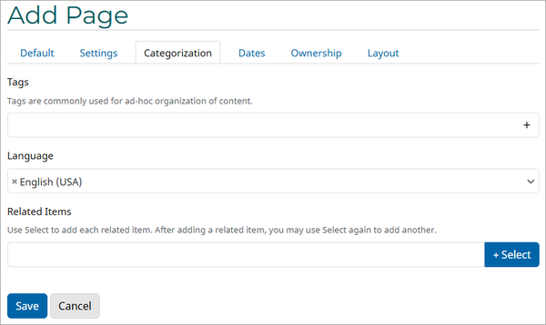 Related Items Categorization Tab