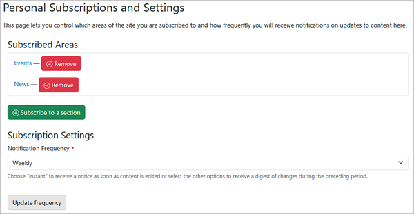 Subscriptions Settings